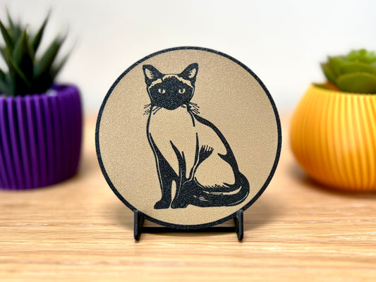 Siamese Cat Coaster | Wood Effect