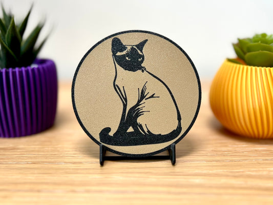 Burmese Cat Coaster | Wood Effect