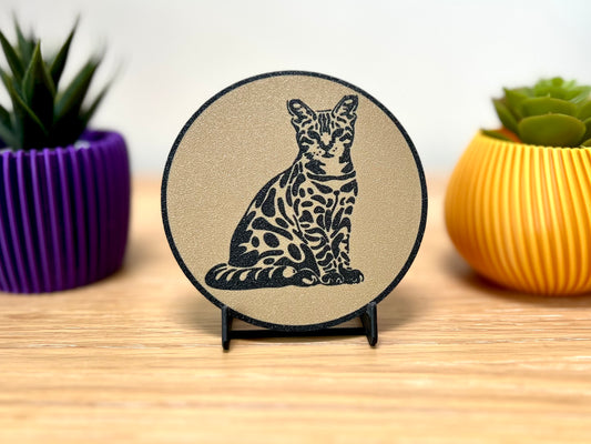 Dessous de verre Chat du Bengale | Effet bois