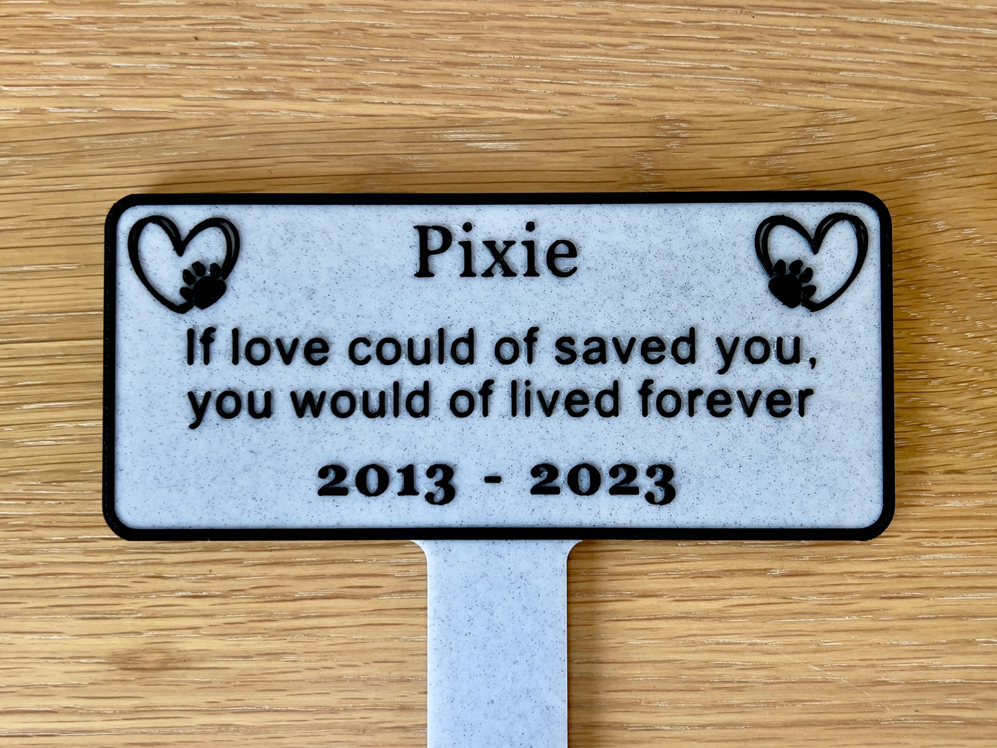 Plaque commémorative personnalisée pour chien | Effet marbre