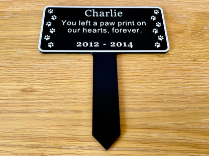 Plaque commémorative personnalisée pour chien | Noir et blanc
