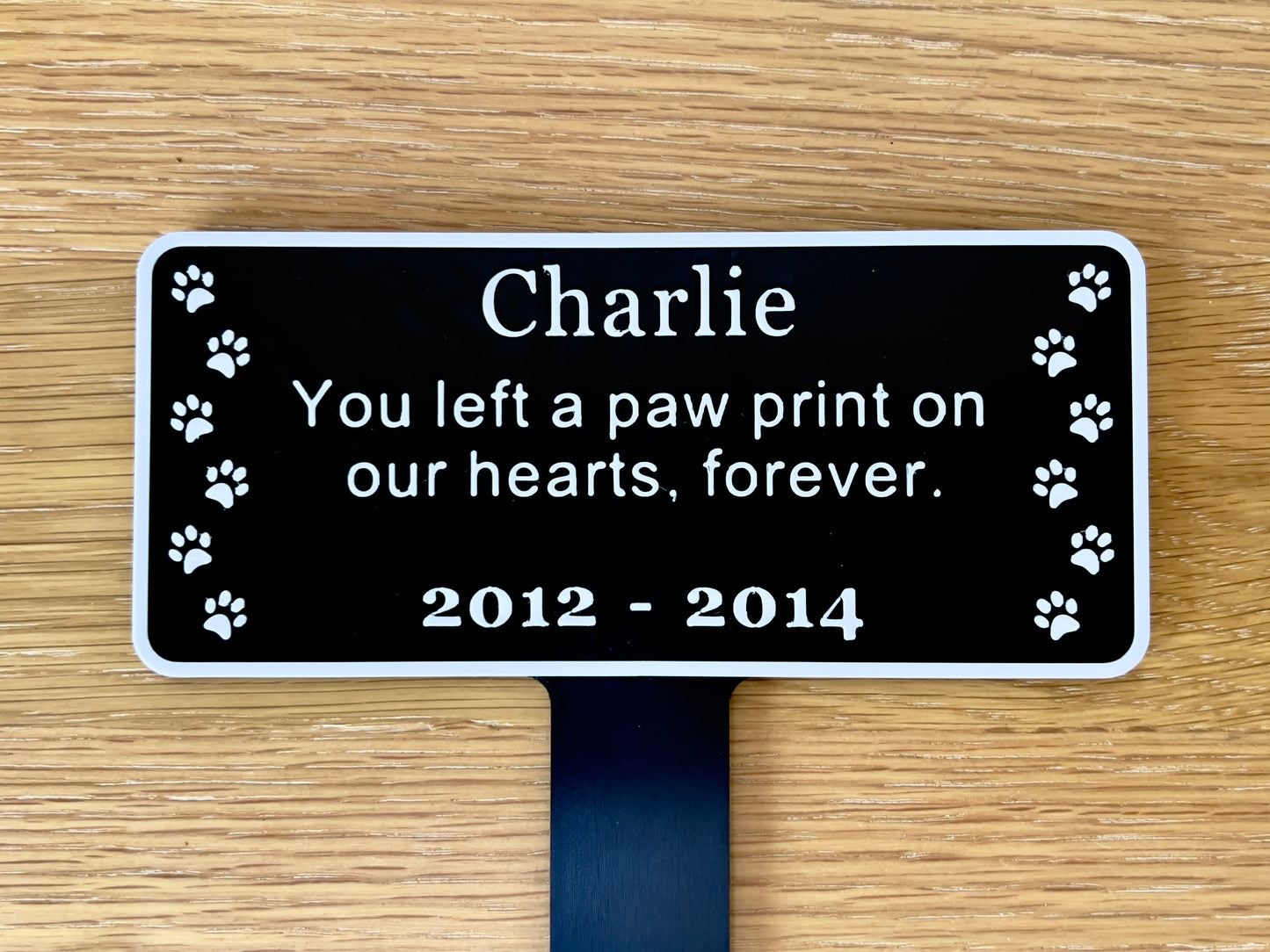 Plaque commémorative personnalisée pour chien | Noir et blanc