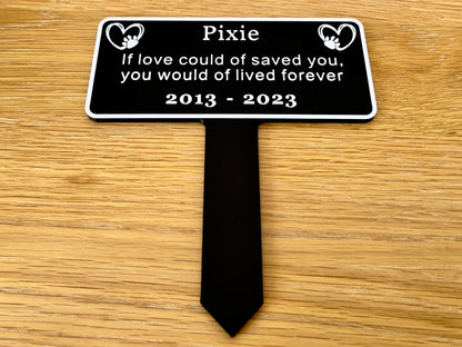 Plaque commémorative personnalisée pour chien | Noir et blanc