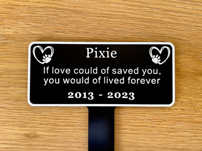 Plaque commémorative personnalisée pour chien | Noir et blanc