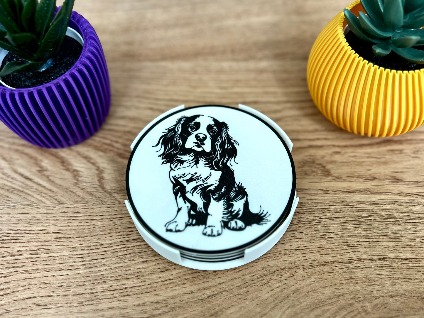 Cavalier King Charles Spaniel Hund Untersetzer | Schwarz &amp; Weiß