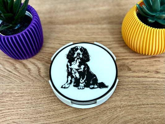 Englischer Springer Spaniel Hundeuntersetzer | Schwarz &amp; Weiß