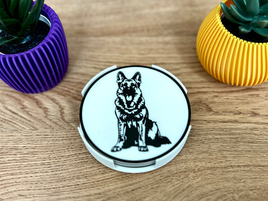 Untersetzer mit deutschem Schäferhund | Schwarz &amp; Weiß