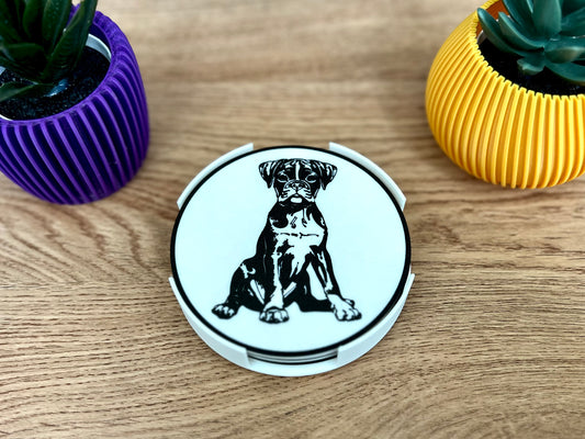 Boxer Dog Coaster | Black & White