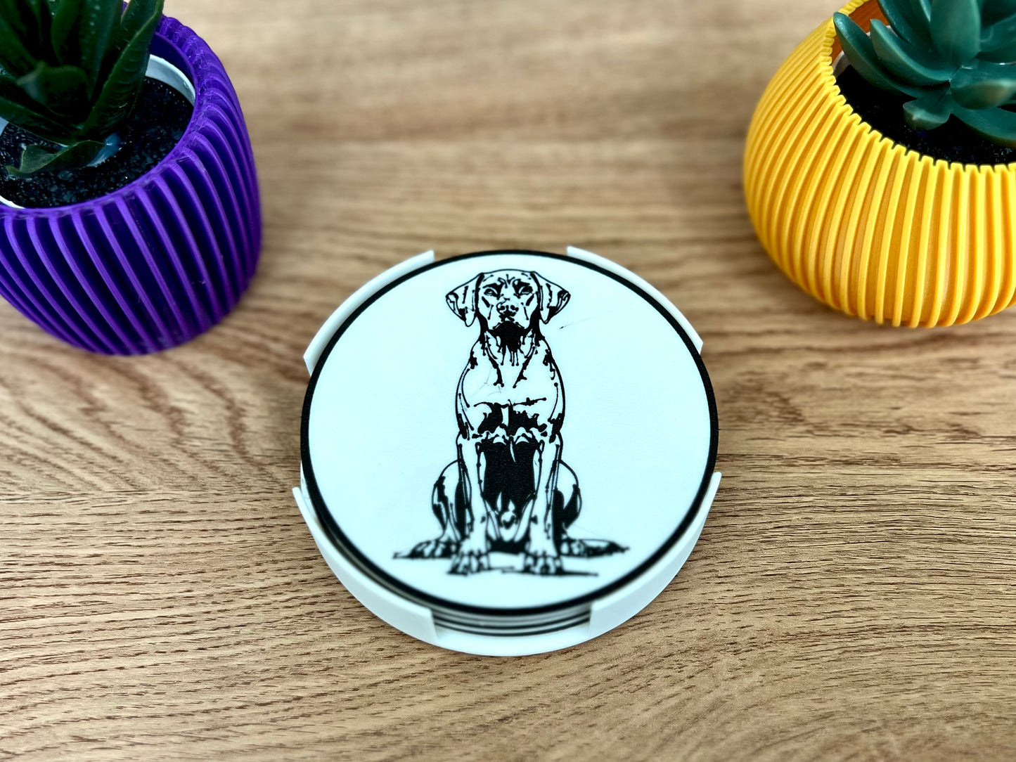 Ungarischer Vizsla Hundeuntersetzer | Schwarz &amp; Weiß