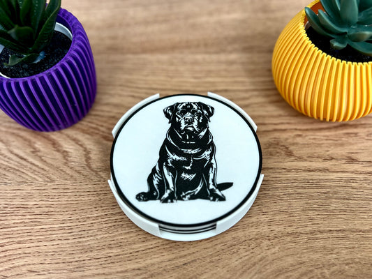 Rottweiler Dog Coaster | Black & White
