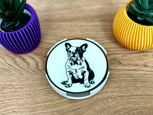 Französische Bulldogge Hundeuntersetzer | Schwarz &amp; Weiß