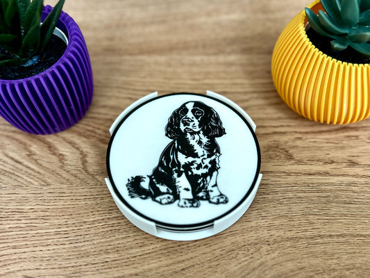 Cocker Spaniel Hundeuntersetzer | Schwarz &amp; Weiß