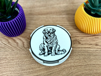 Golden Retriever Hundeuntersetzer | Schwarz &amp; Weiß