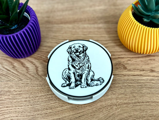 Golden Retriever Hundeuntersetzer | Schwarz &amp; Weiß