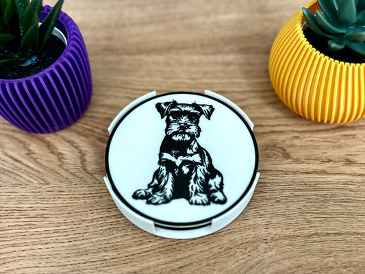 Miniature Schnauzer Dog Coaster | Black & White