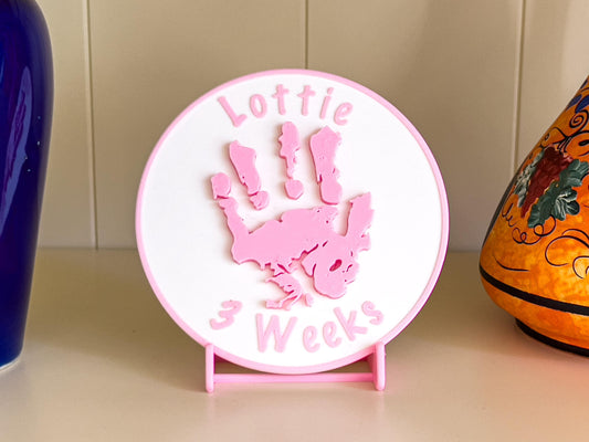 Personalisierte 3D-geprägte Handabdruck-Plakette für Kinder | 4 Farben erhältlich