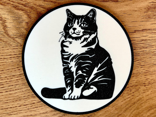 Dessous de verre Bobtail américain | Noir et blanc