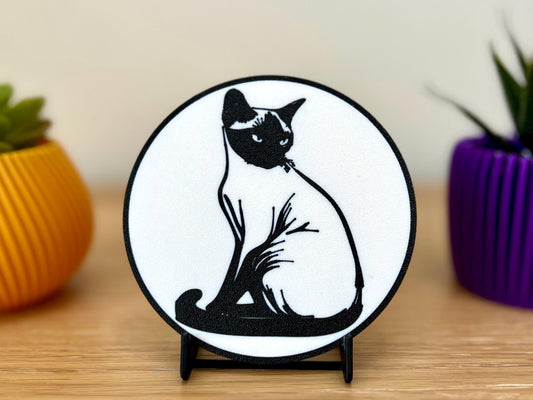 Burmese Cat Coaster | Black & White