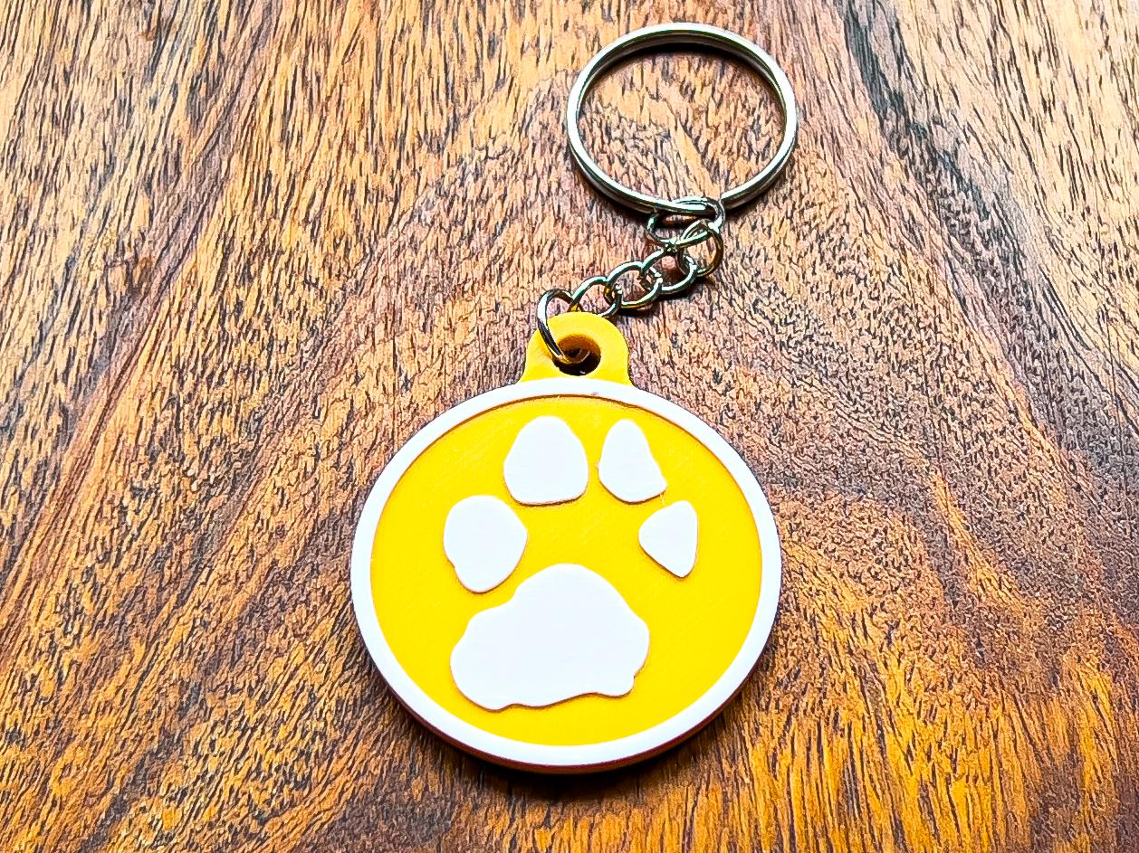 Porte-clés personnalisé avec empreinte de patte de chien en relief 3D | 6 couleurs disponibles
