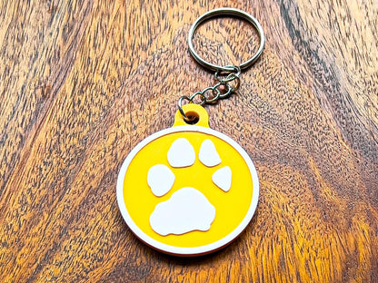 Porte-clés personnalisé avec empreinte de patte de chien en relief 3D | 6 couleurs disponibles