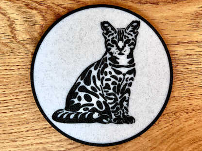 Dessous de verre Chat du Bengale | Effet marbre