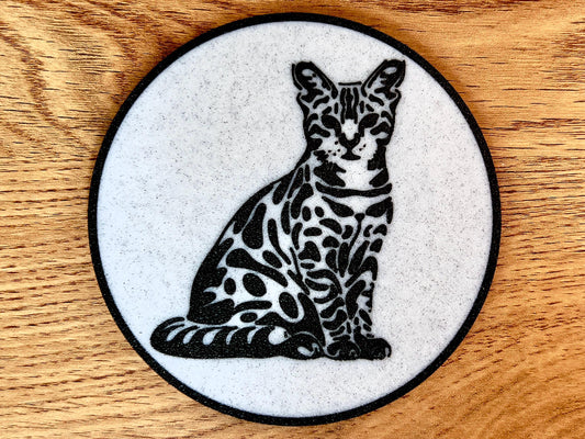 Dessous de verre Chat du Bengale | Effet marbre