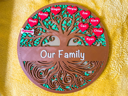 Personalised Family Tree Of Life Style Plaque | Hanging / Standing