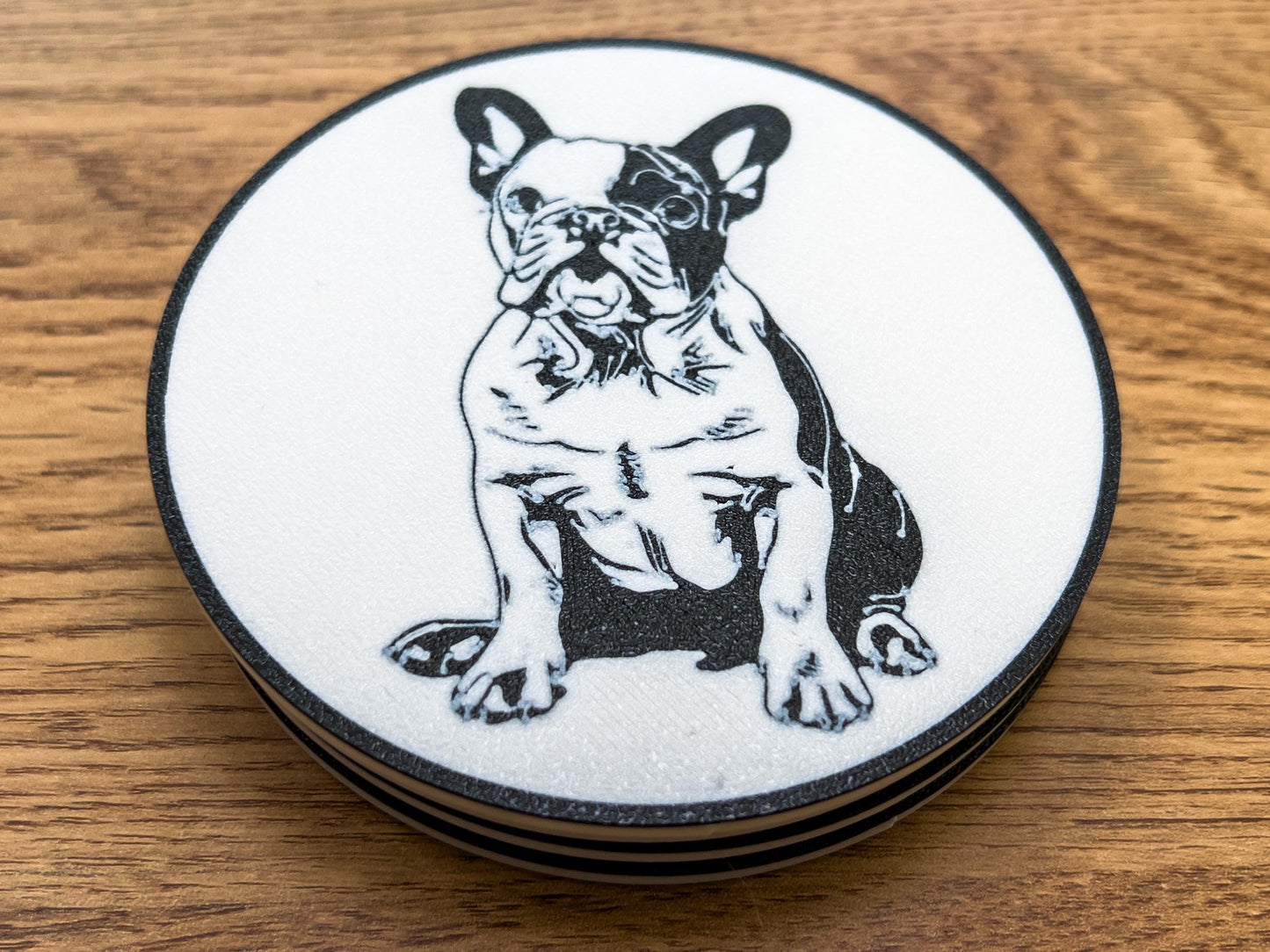 Französische Bulldogge Hundeuntersetzer | Schwarz &amp; Weiß