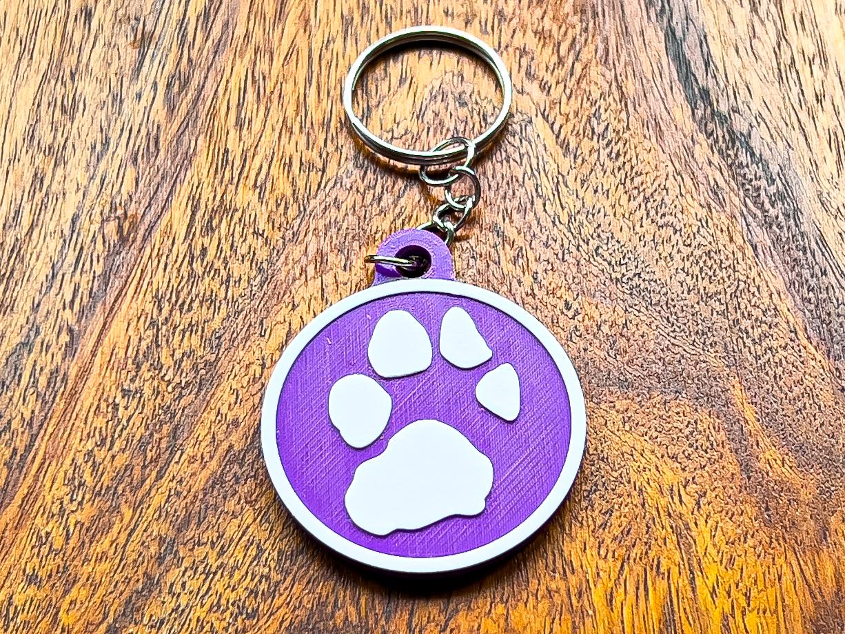 Porte-clés personnalisé avec empreinte de patte de chien en relief 3D | 6 couleurs disponibles