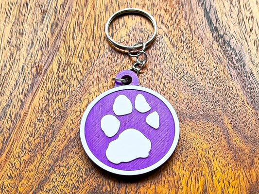Personalised 3D Embossed Dog Paw Print Keyring | 6x Colours Available
