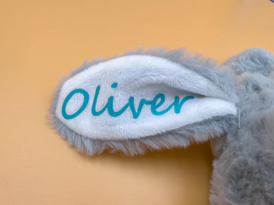 Doudou bébé personnalisé en peluche douce lapin