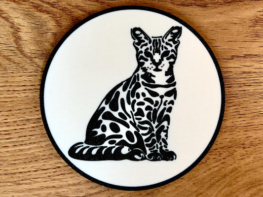 Dessous de verre Chat du Bengale | Noir et blanc