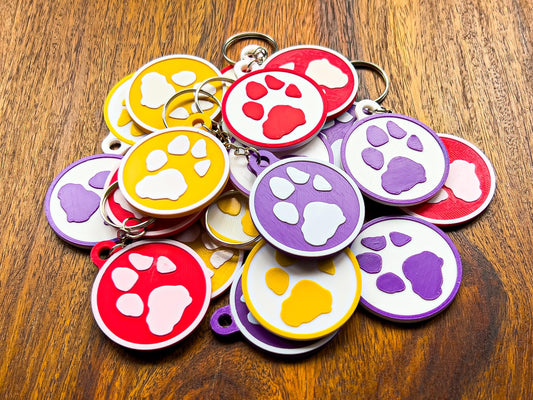 Personalised 3D Embossed Dog Paw Print Keyring | 6x Colours Available
