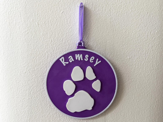 Personalised 3D Embossed Dog Paw Print Hanging Plaque | 6x Colours Available