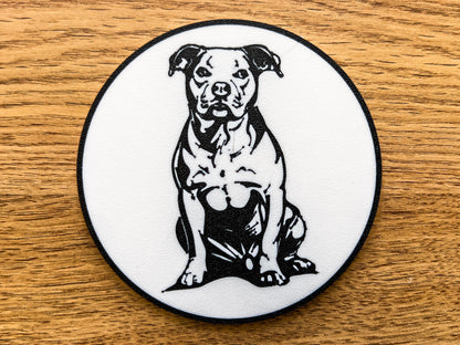 Staffordshire Bull Terrier Hund Untersetzer | Schwarz &amp; Weiß