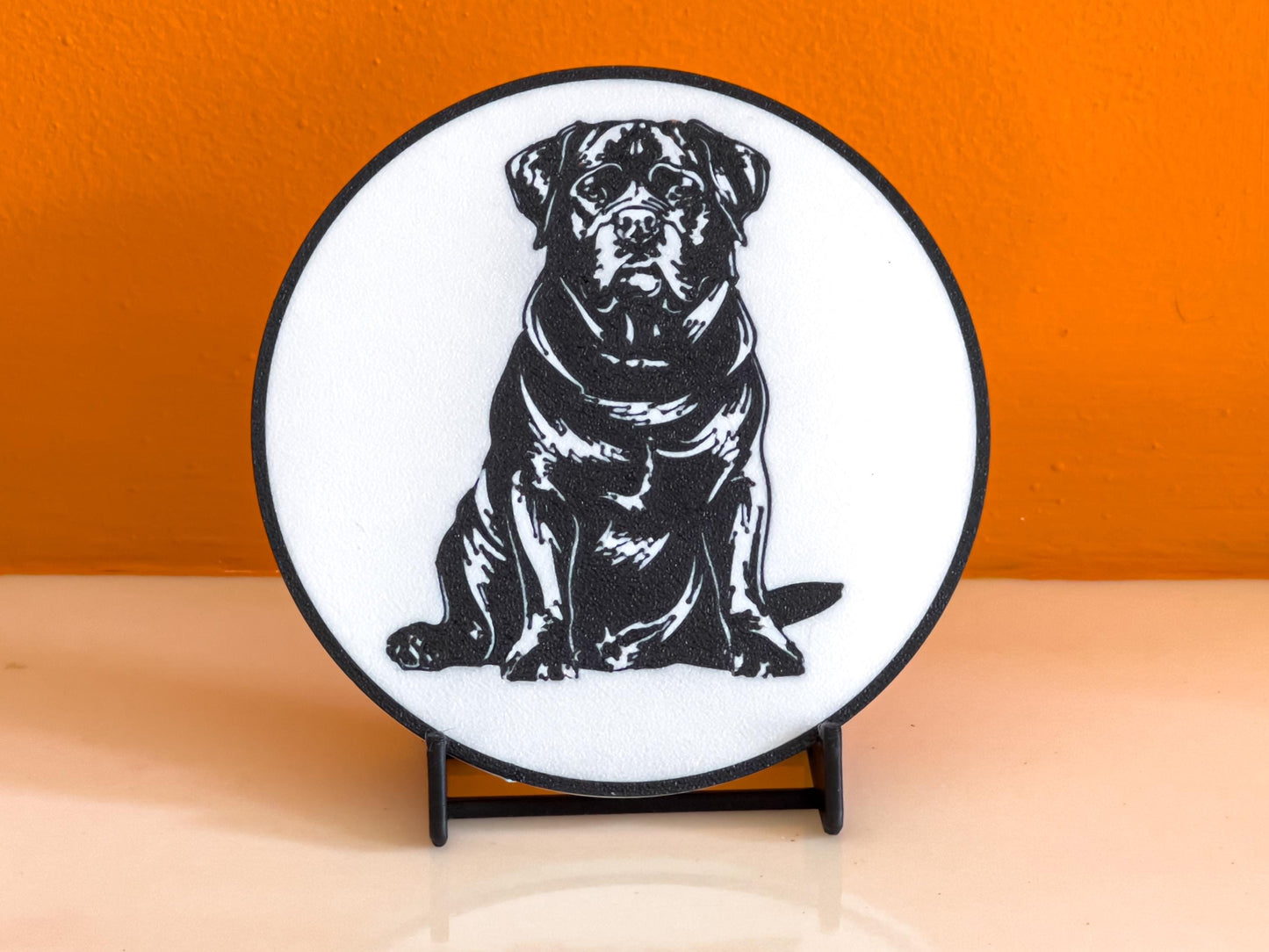 Dessous de verre Rottweiler | Noir et blanc