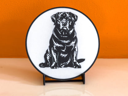 Dessous de verre Rottweiler | Noir et blanc