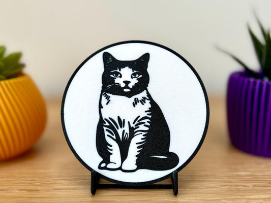 British Shorthair Cat Coaster | Black & White