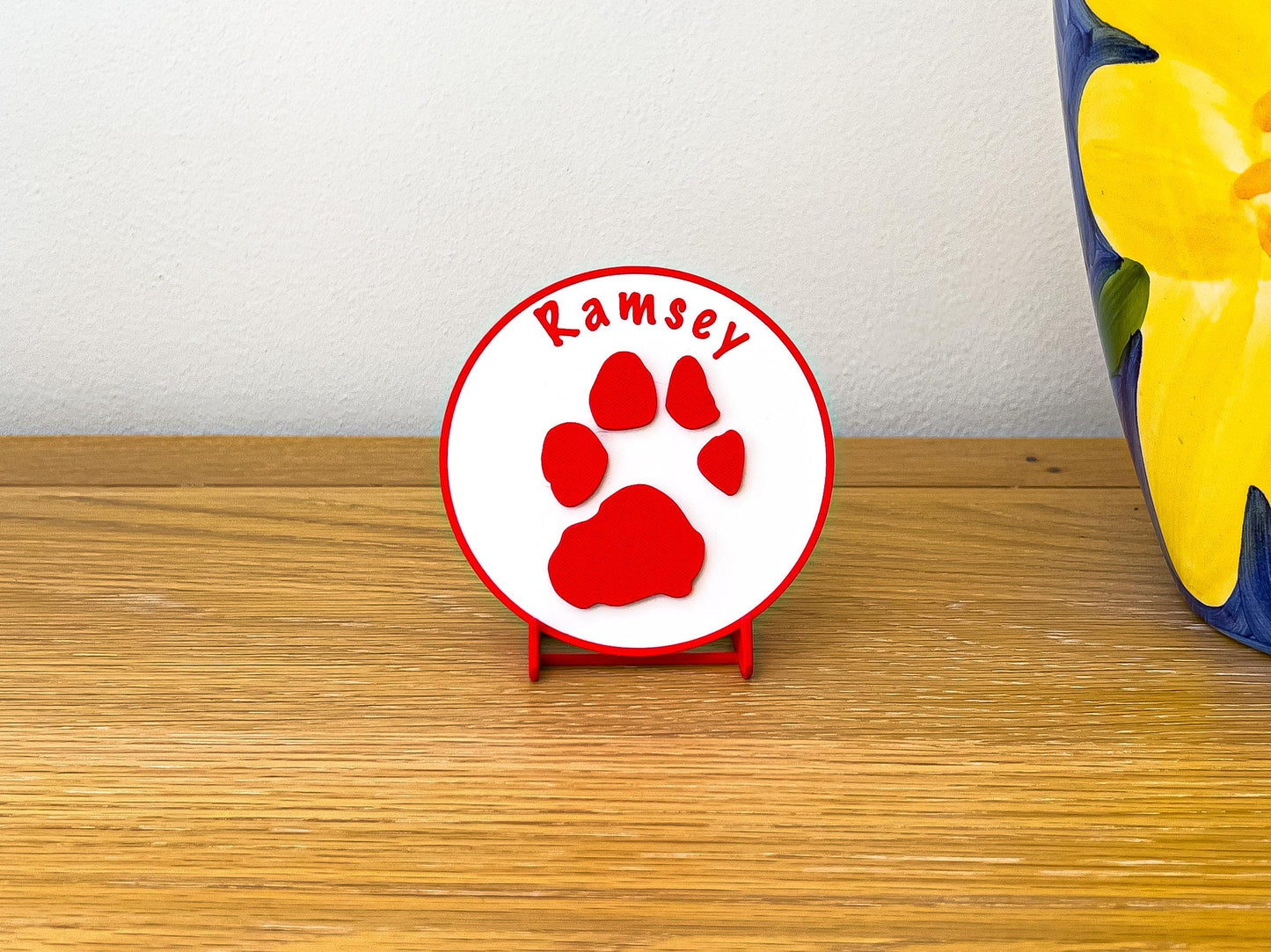 Plaque personnalisée 3D en relief avec empreinte de patte de chien | 6 couleurs disponibles