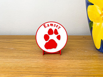 Plaque personnalisée 3D en relief avec empreinte de patte de chien | 6 couleurs disponibles