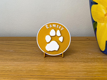 Plaque personnalisée 3D en relief avec empreinte de patte de chien | 6 couleurs disponibles