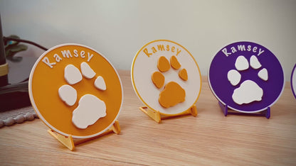 Plaque personnalisée 3D en relief avec empreinte de patte de chien | 6 couleurs disponibles