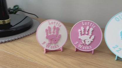 Personalisierte 3D-geprägte Handabdruck-Plakette für Kinder | 4 Farben erhältlich