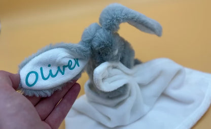 Doudou bébé personnalisé en peluche douce lapin